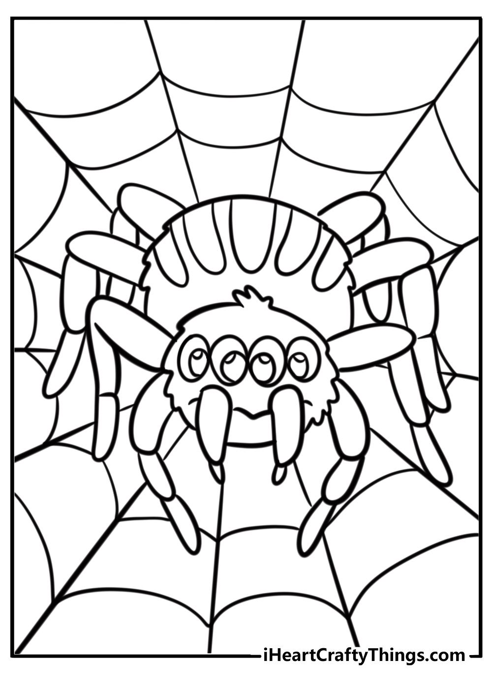 Spider spinning a web coloring page for kids