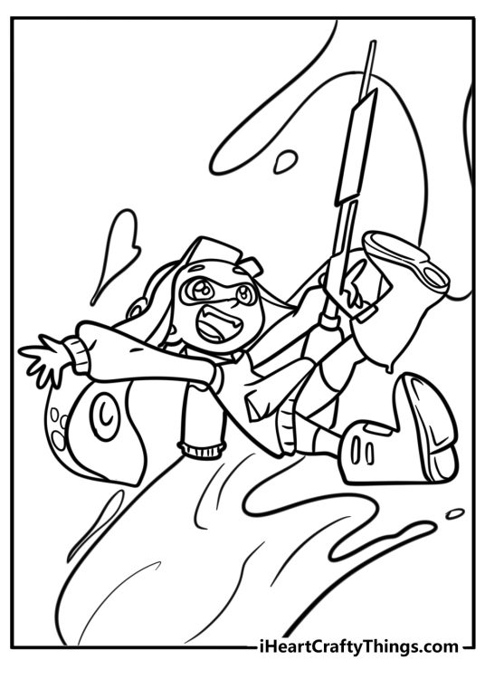 Splatoon characters with ink tanks free printable coloring page