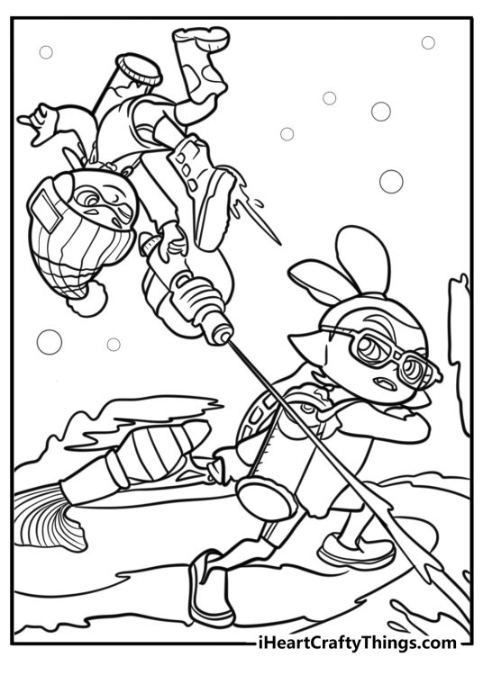 Splatoon turf war scene fun coloring sheet for kids