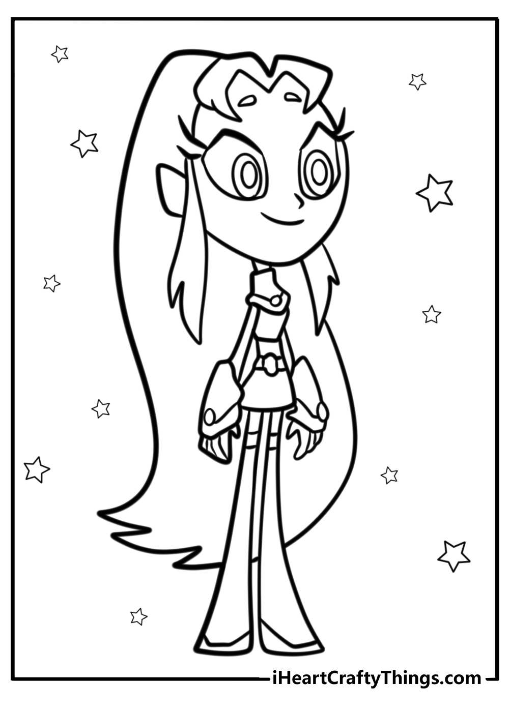 Starfire smiling brightly detailed teen titans go coloring sheet