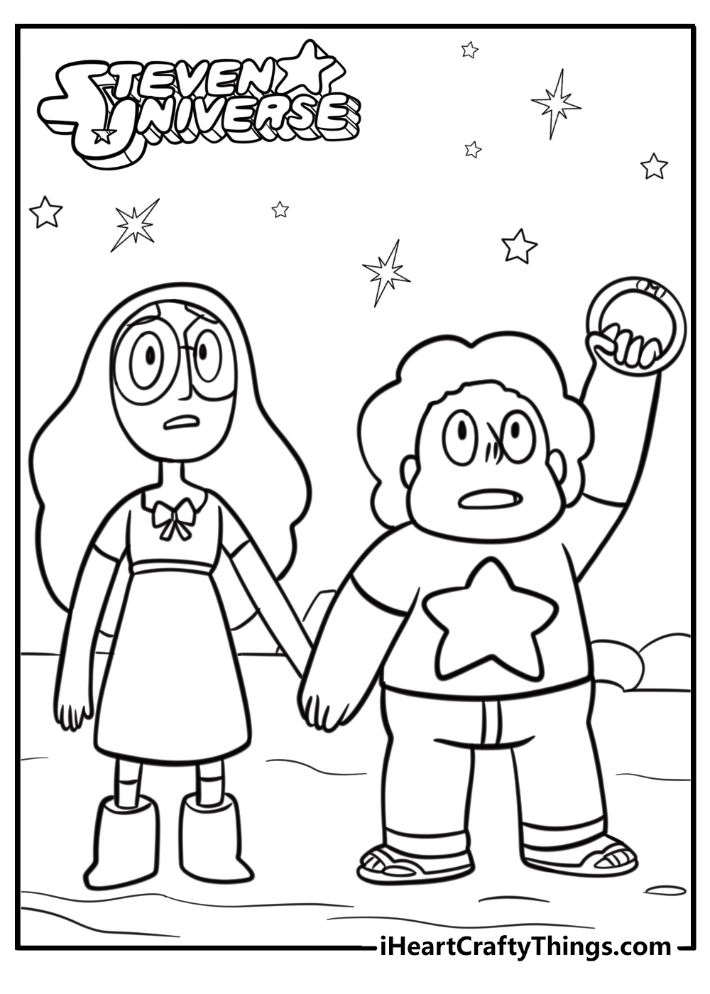 Steven and connie together printable steven universe coloring page