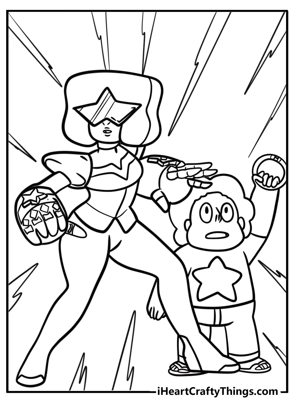 Steven and garnet fighting together fun coloring sheet