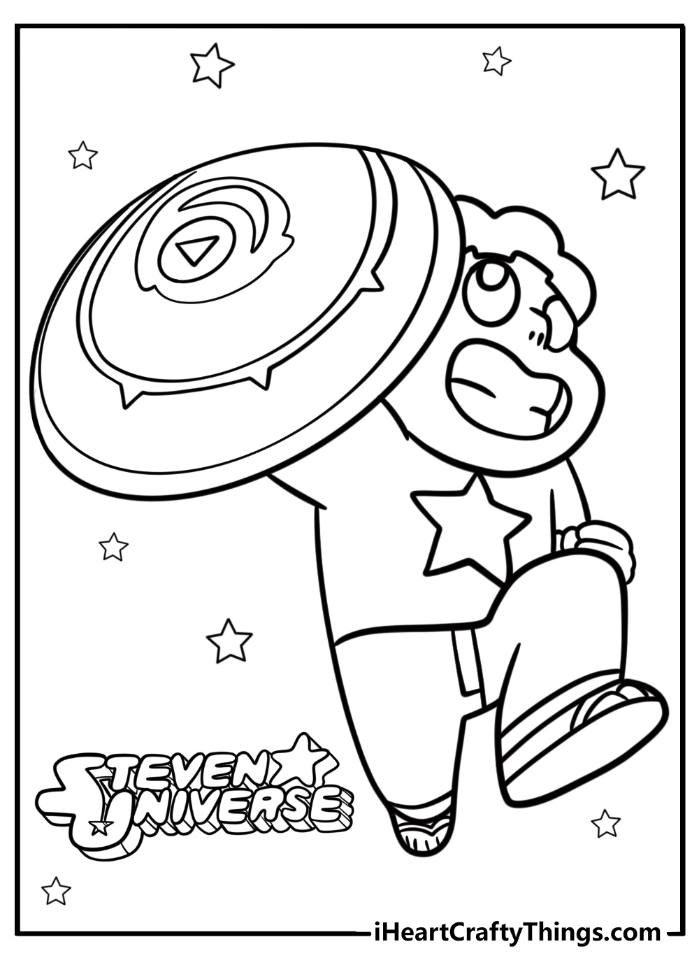 Steven holding his shield fun steven universe coloring sheet