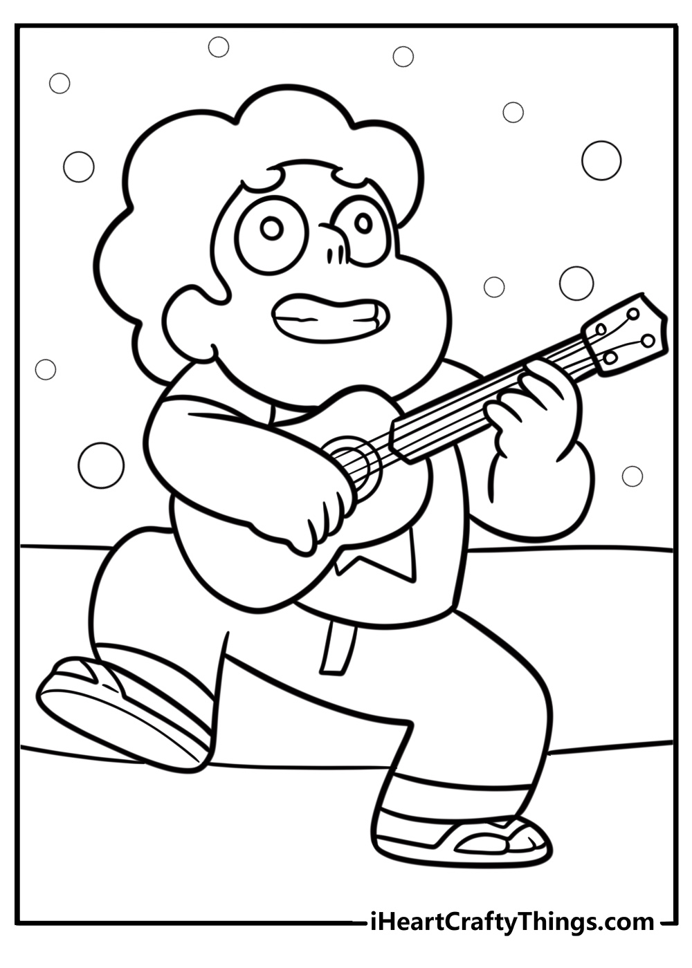 Steven universe playing his ukulele printable coloring page