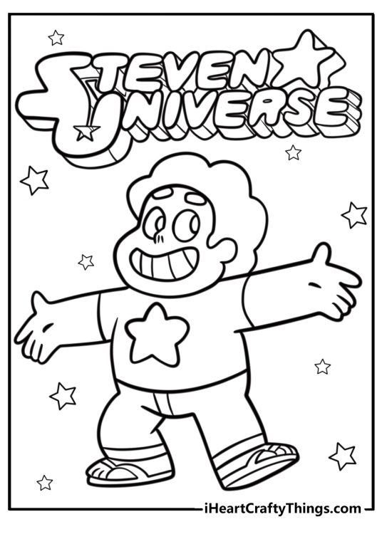 Steven universe smiling coloring page for kids