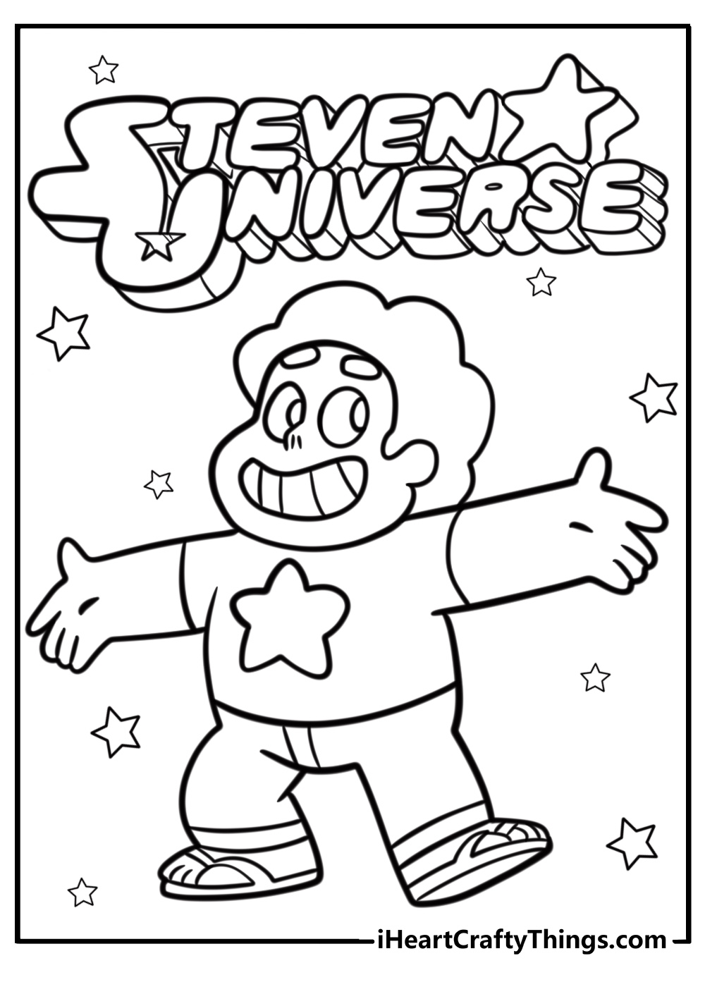 Steven universe smiling coloring page for kids