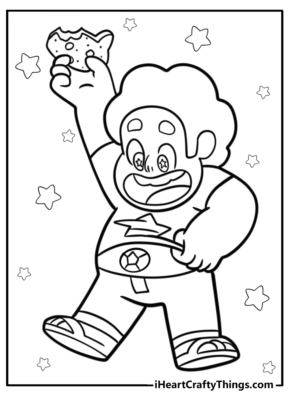 Steven universe with his gem glowing free coloring page pdf