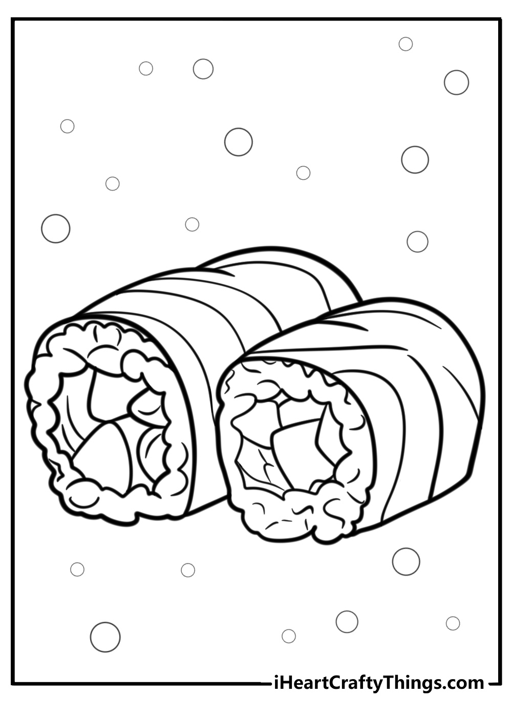 Sushi roll with salmon on top free coloring page pdf