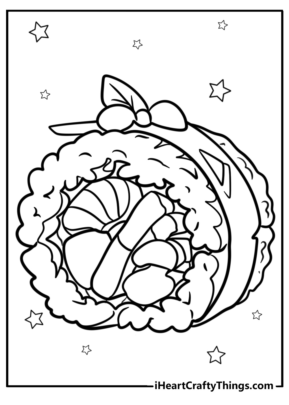 Sushi rolls with colorful ingredients fun coloring page for kids