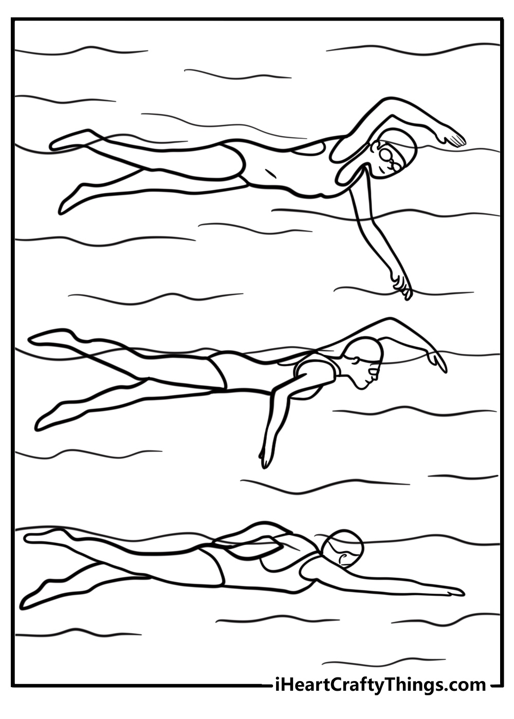 Swimmer racing in the pool detailed coloring sheet