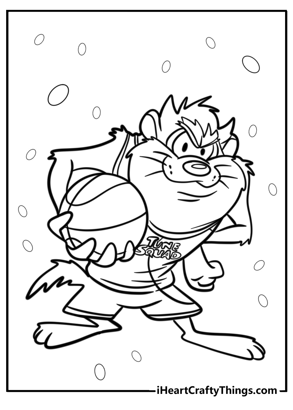 Tasmanian devil with a tune squad jersey coloring page