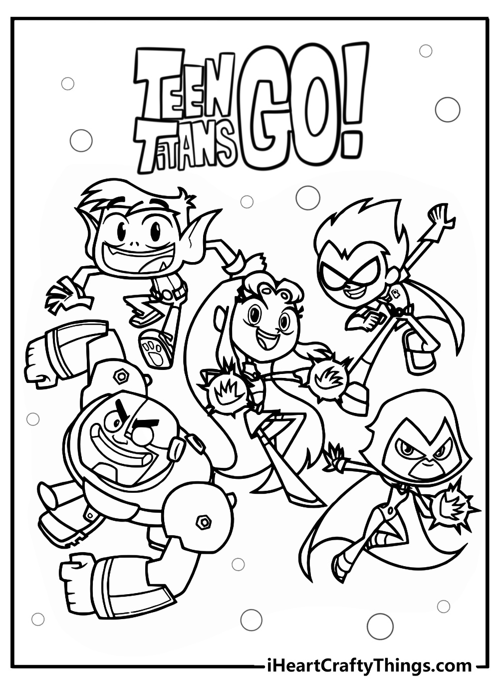 Teen titans go team posing heroically free coloring page pdf