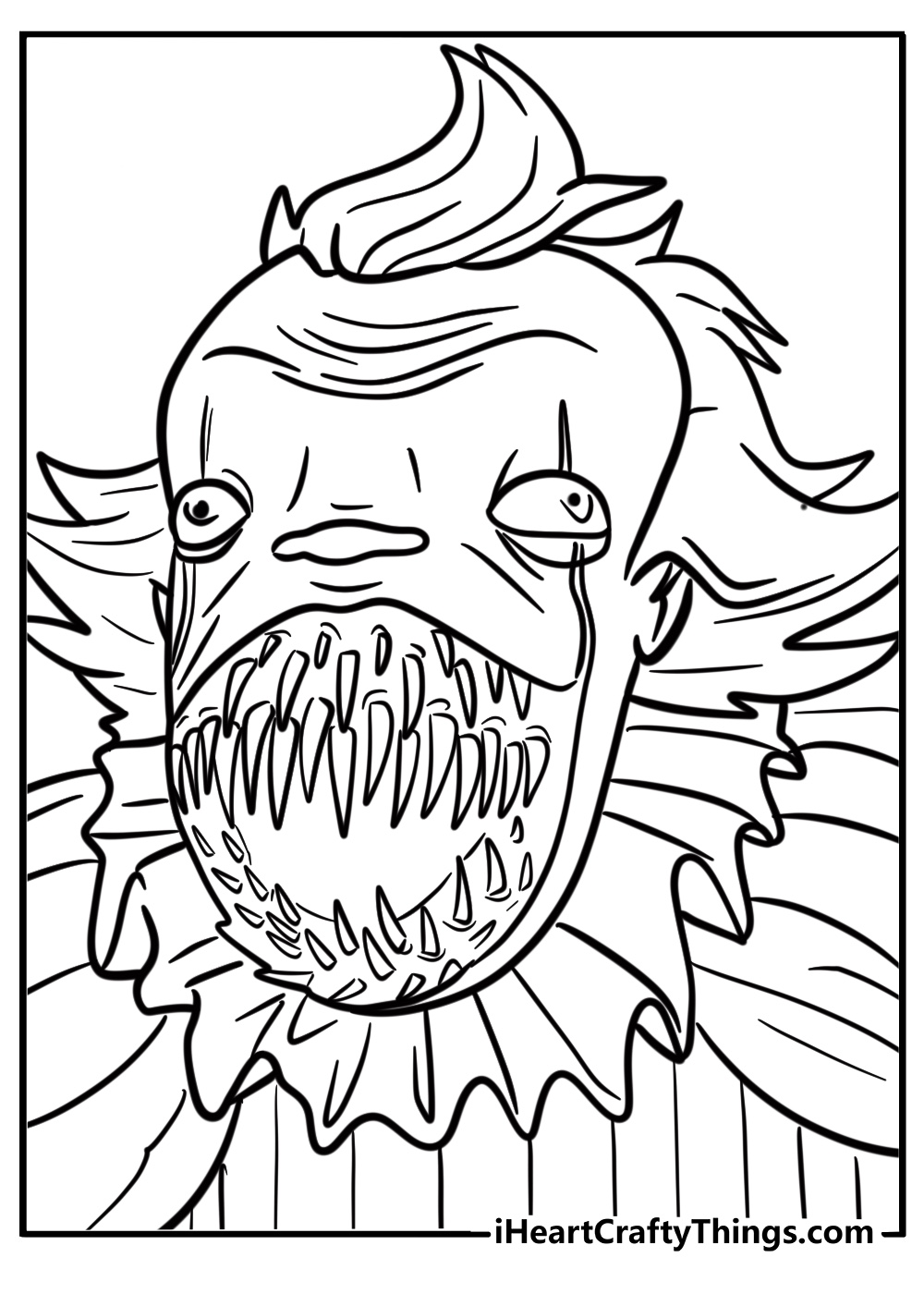 Terrifying pennywise with a sinister grin fun printable coloring sheet