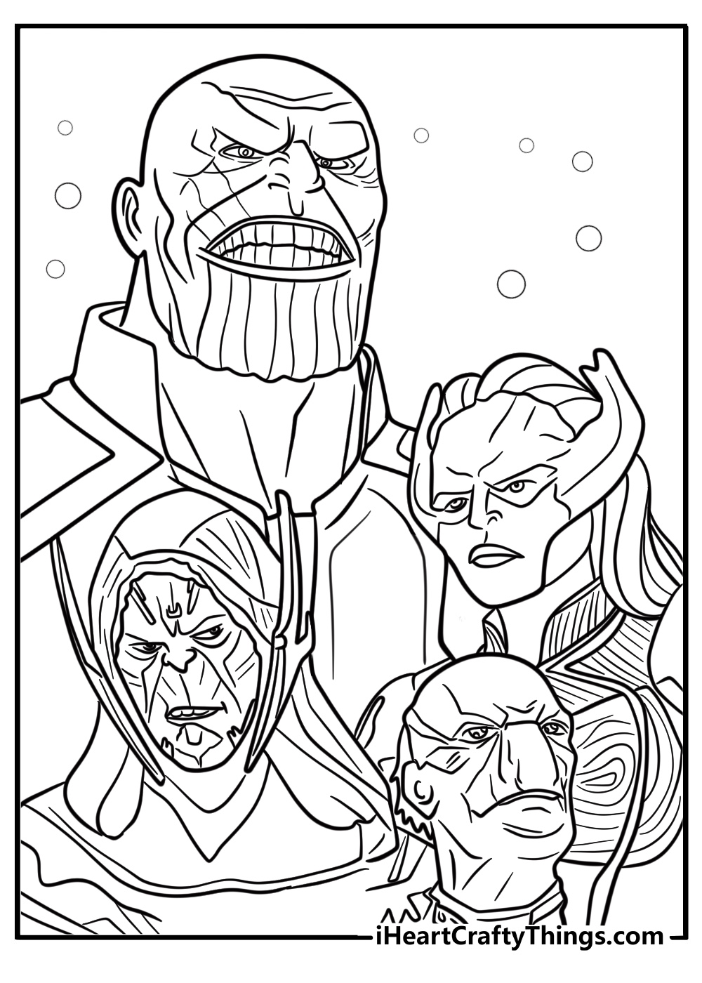 Thanos and his army ready for battle printable coloring page