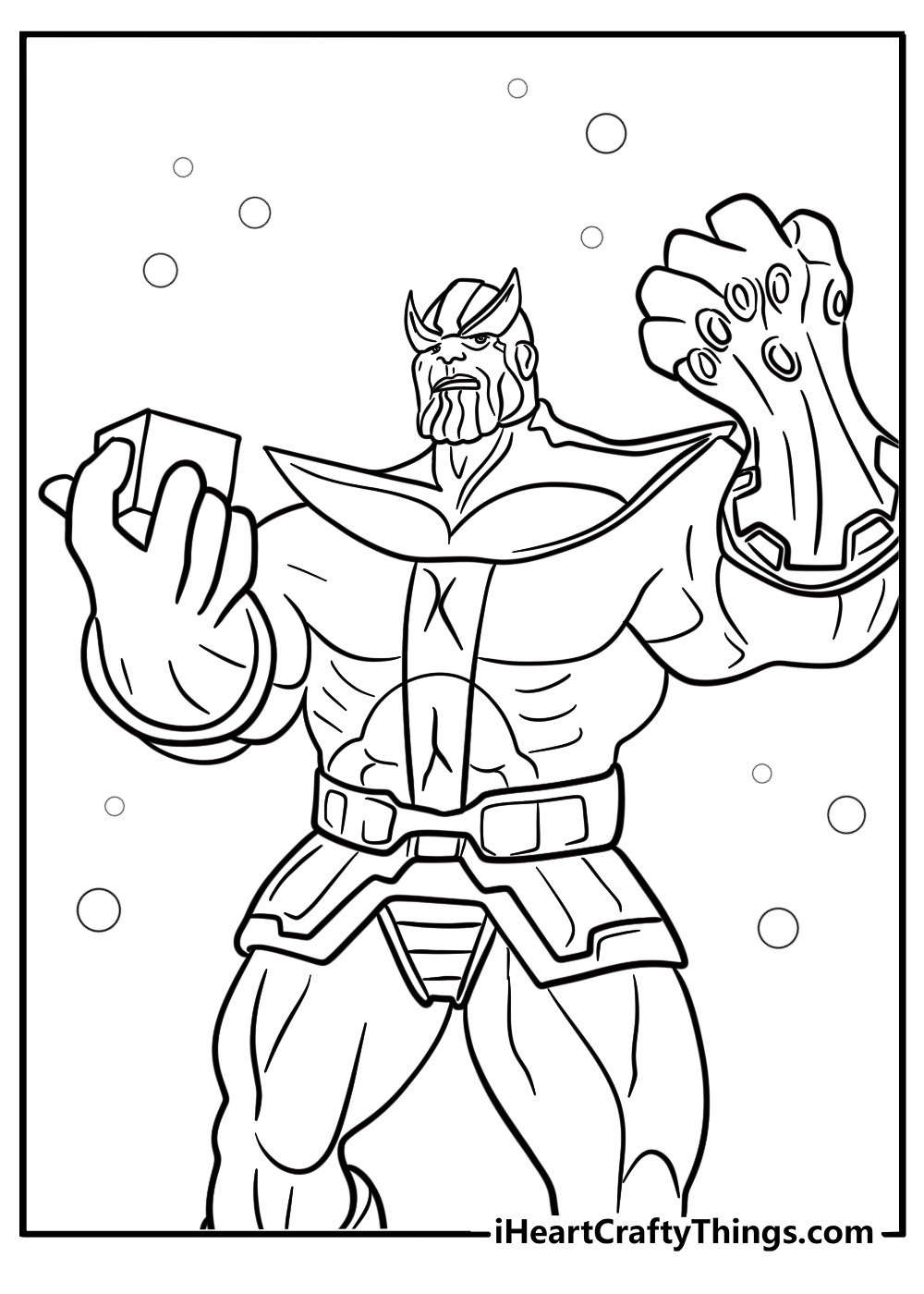 Thanos holding the cosmic cube detailed coloring sheet