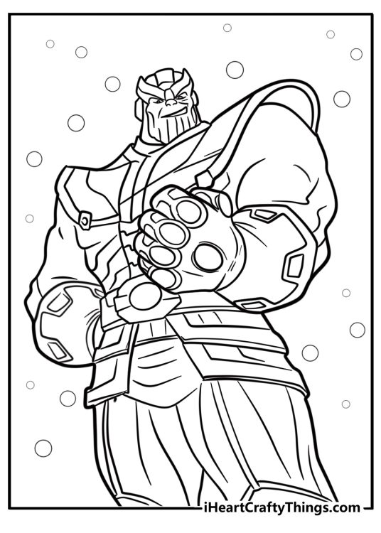Thanos in battle armor fun printable coloring sheet