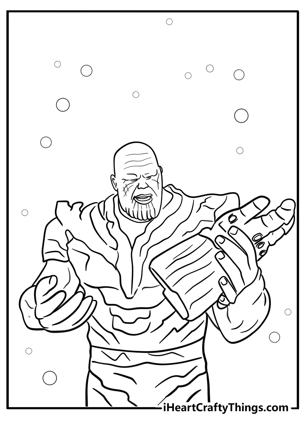 Thanos lifting the infinity gauntlet fun coloring sheet