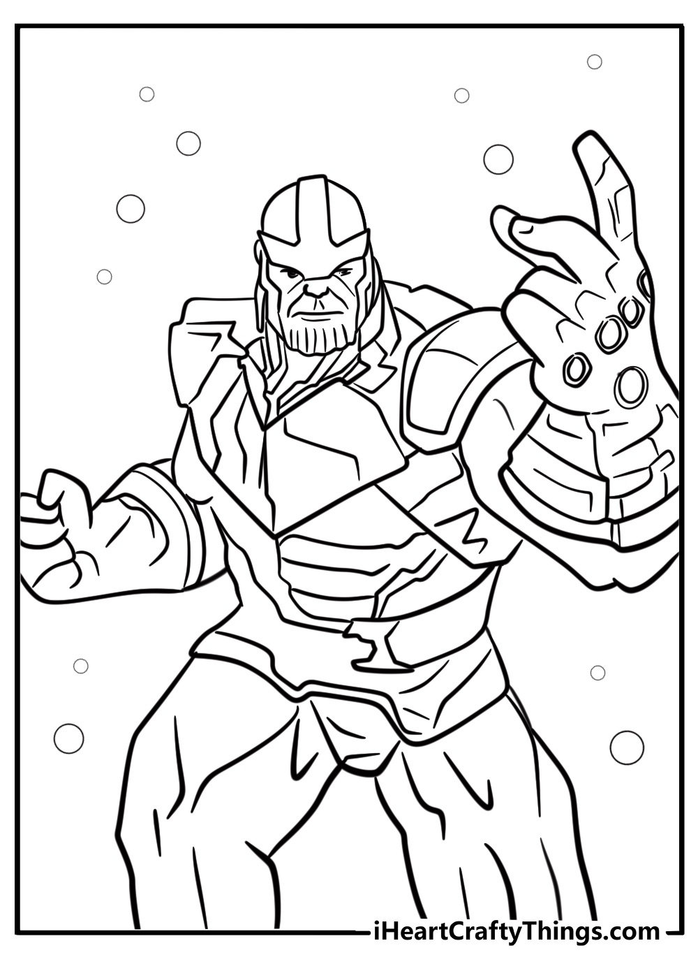 Thanos preparing to snap his fingers fun coloring sheet for kids