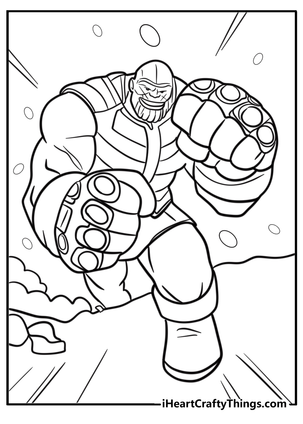 Thanos ready for battle coloring page for fans