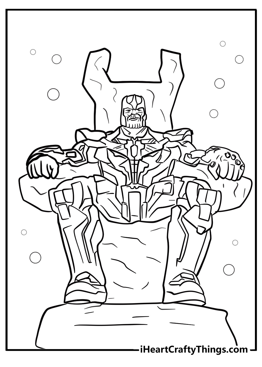 Thanos sitting on his throne free coloring page pdf