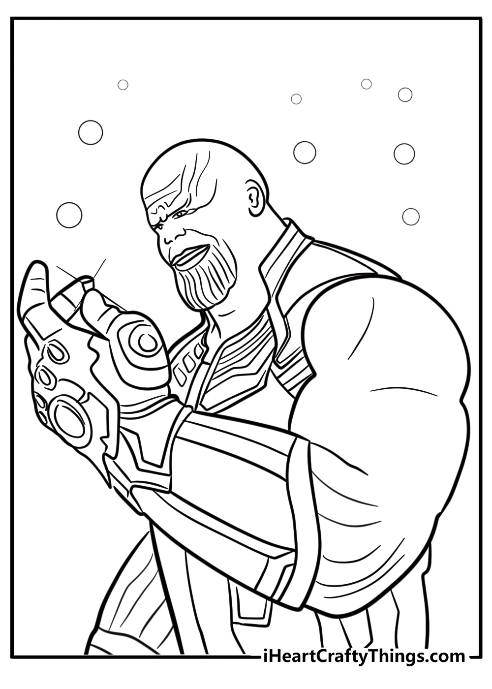 Thanos snapping his fingers coloring page for kids