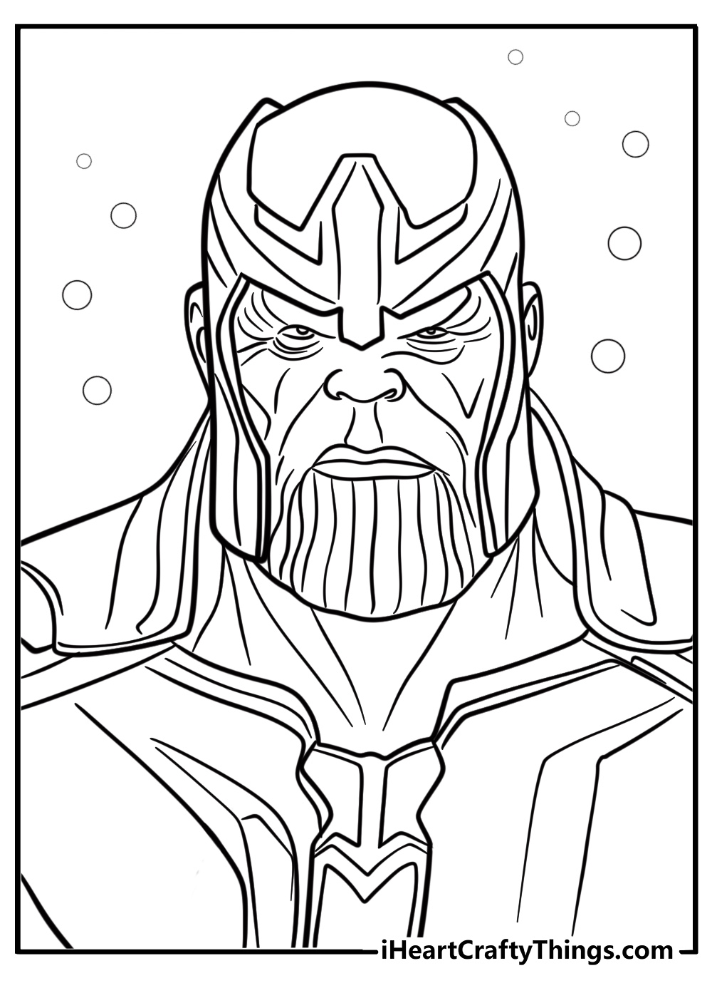 Thanos with a determined look detailed coloring sheet