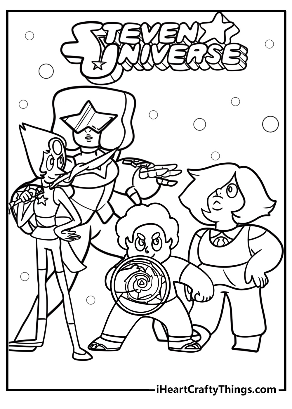 The crystal gems standing together steven universe coloring sheet