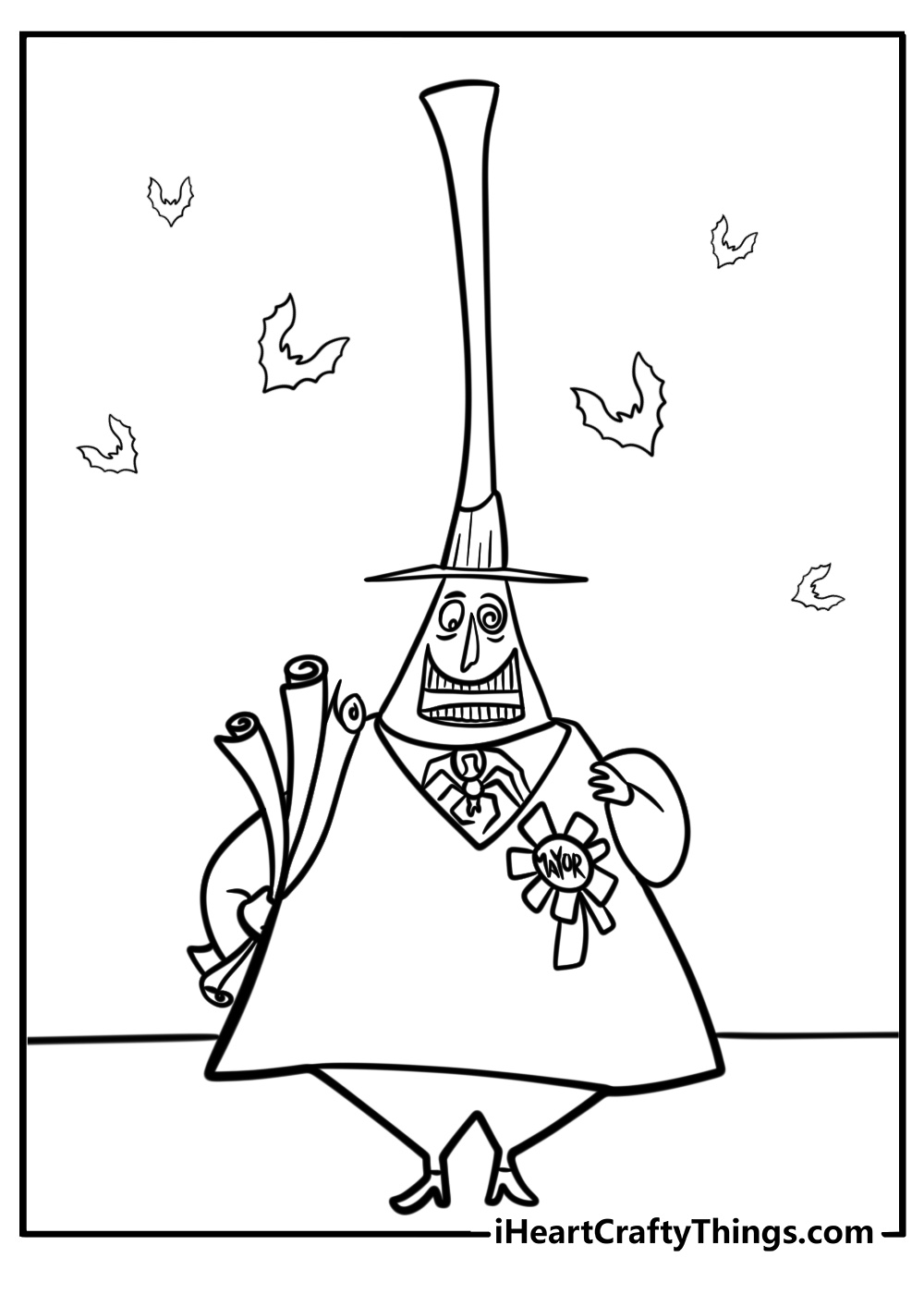 The mayor of halloween town detailed coloring sheet