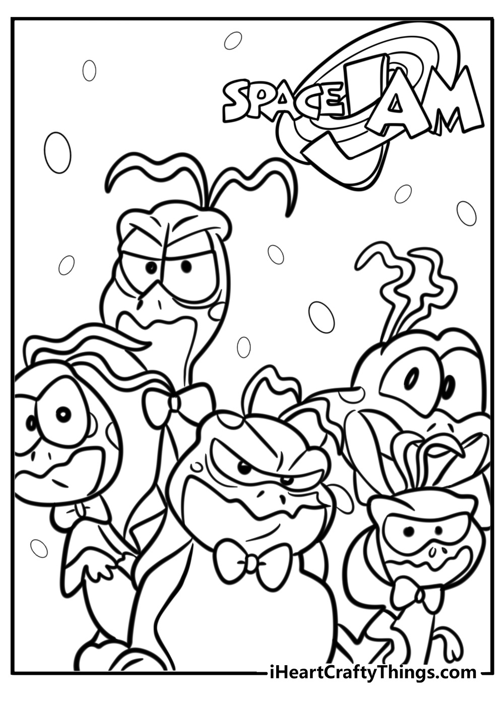 The Monstars from the original space jam detailed coloring sheet