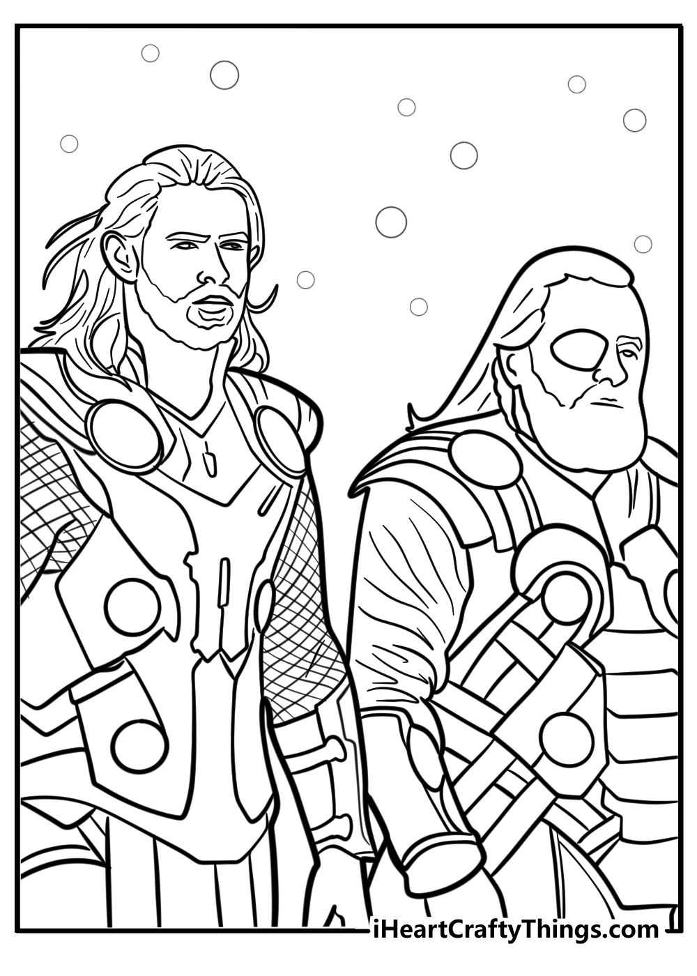 Thor and Odin together detailed coloring sheet