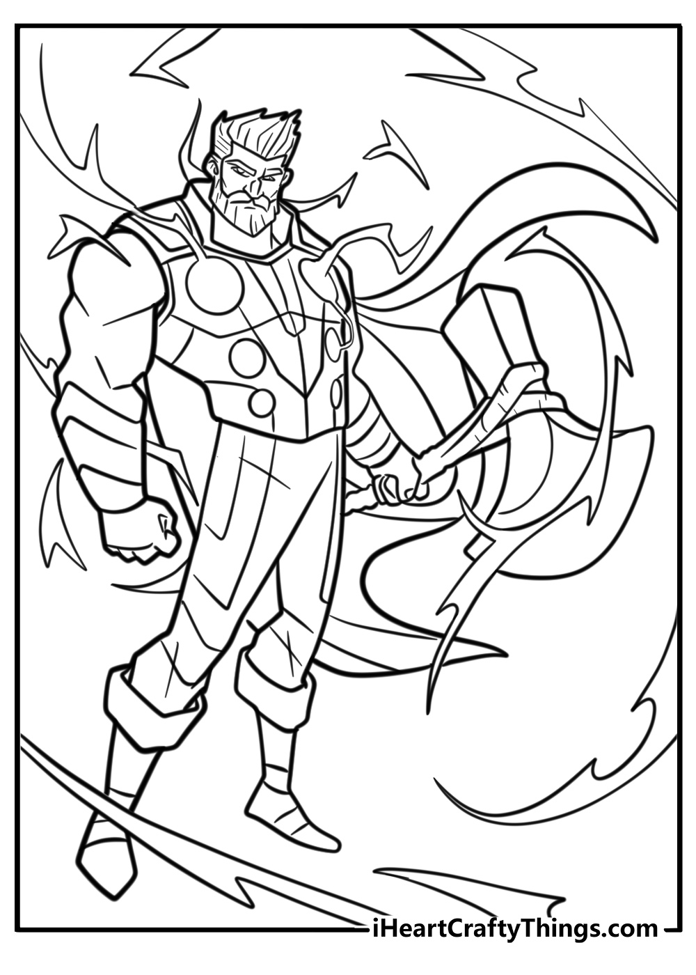 Thor ready for action fun printable coloring sheet