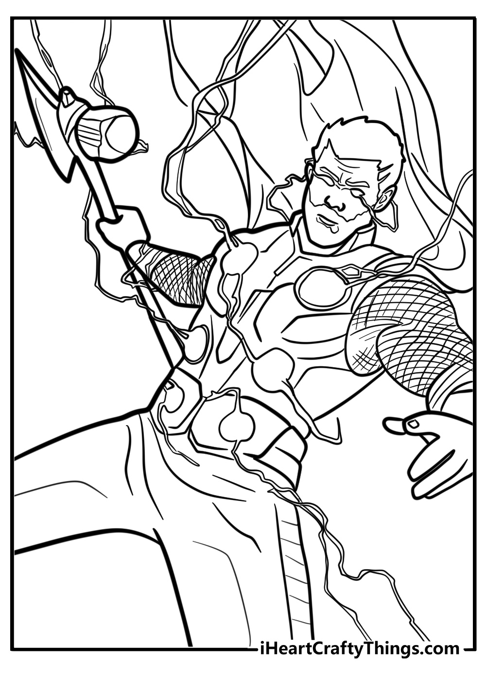 Thor ready for battle fun coloring sheet