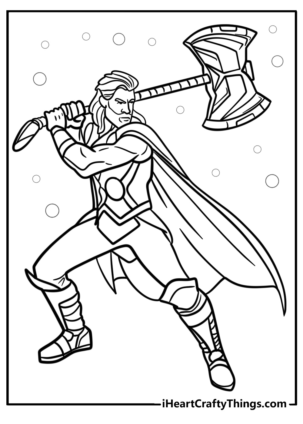 Thor wielding mjolnir detailed coloring sheet