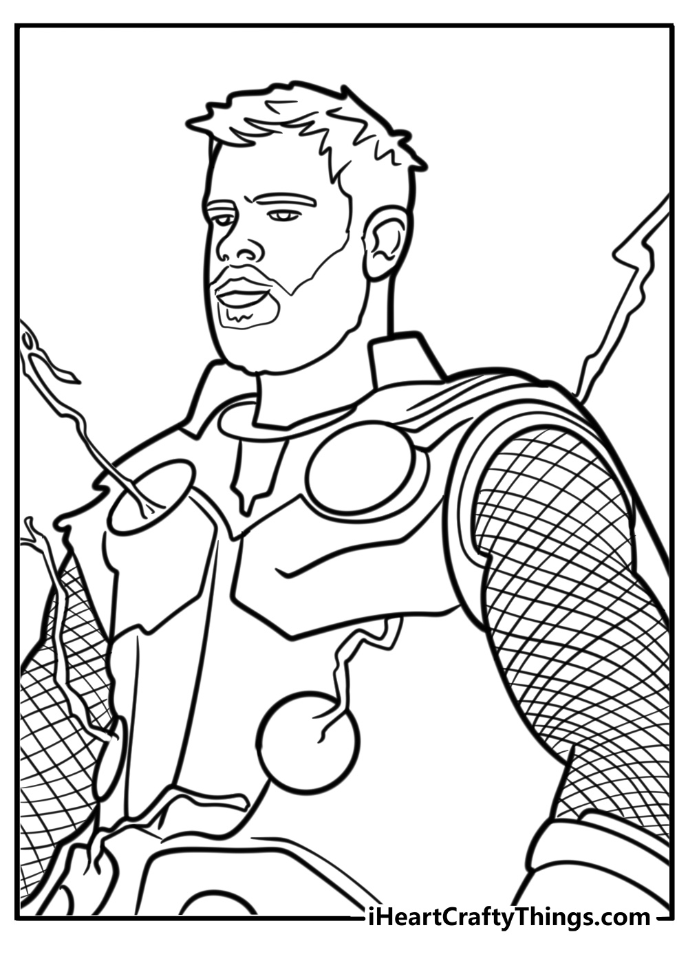 Thor with lightning free coloring page pdf