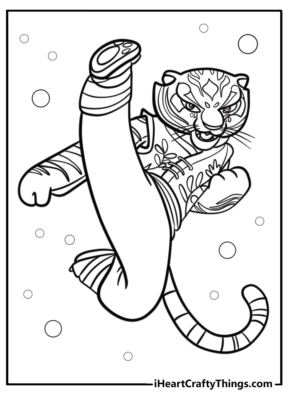 Tigress in a kung fu stance coloring page