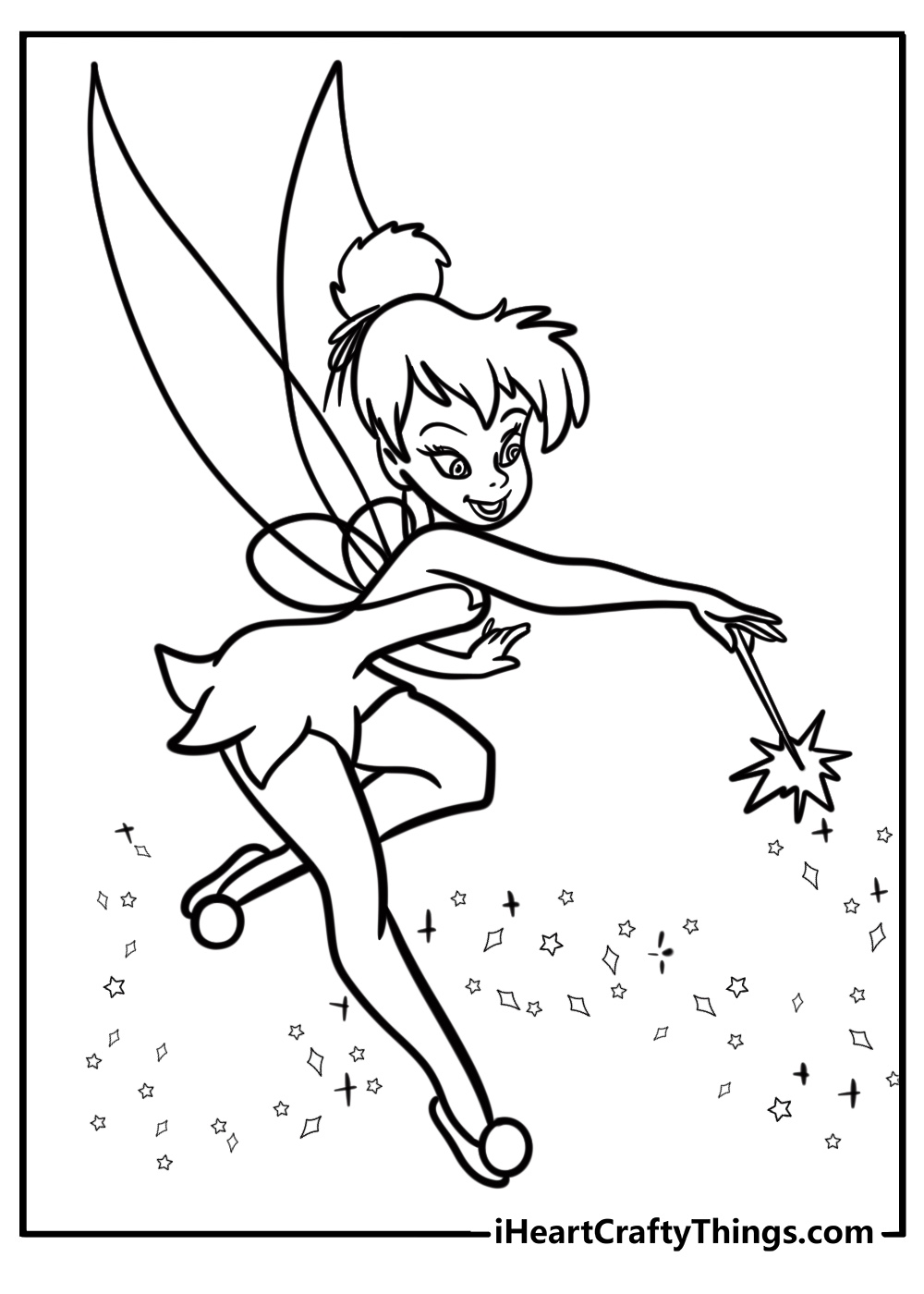 Tinker bell sprinkling pixie dust disney coloring sheet