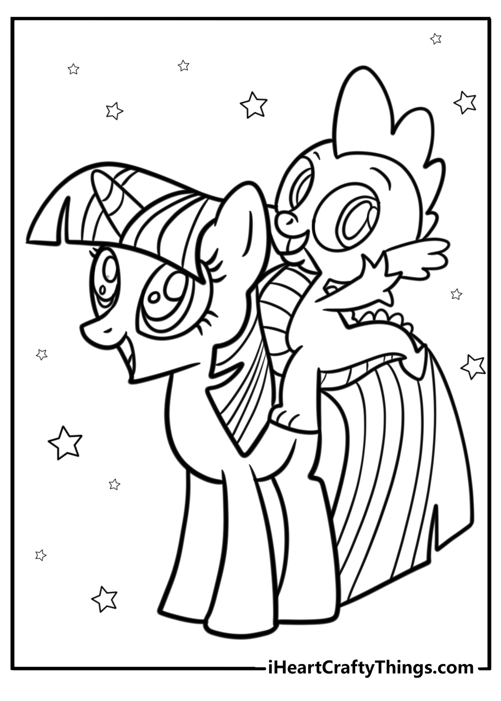 Twilight sparkle and spike together free coloring page pdf