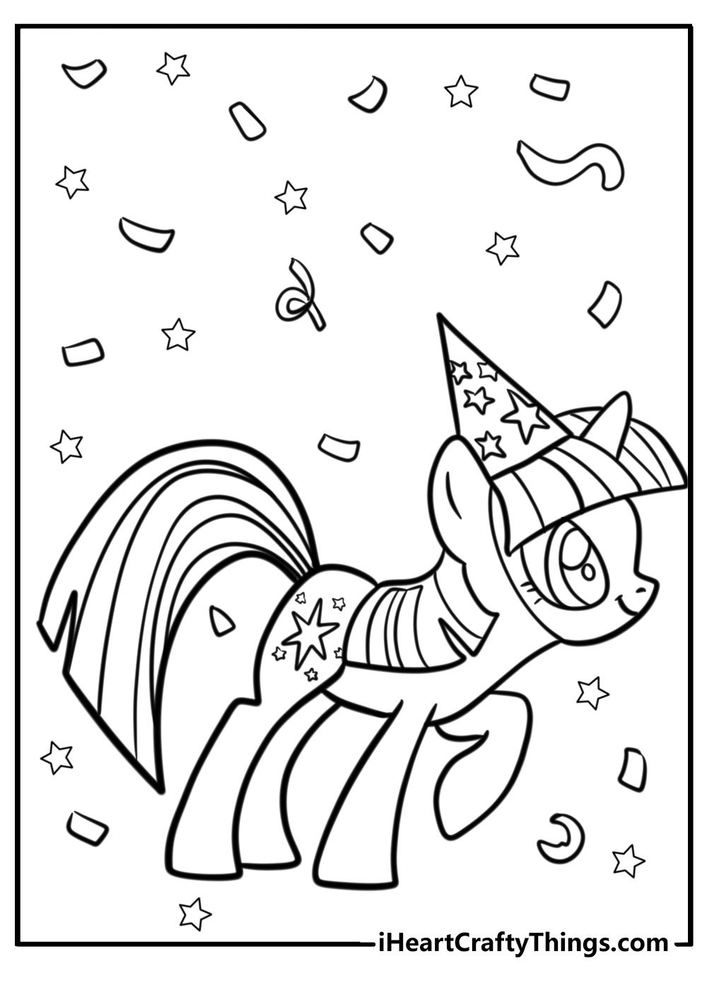 Twilight sparkle at a party fun coloring sheet