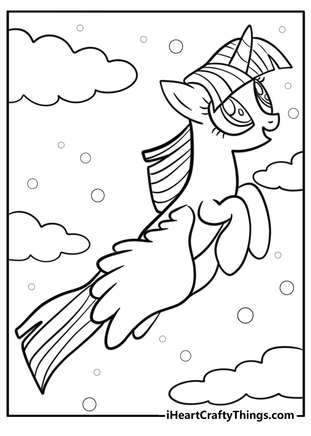 Twilight sparkle flying with her wings free coloring page pdf