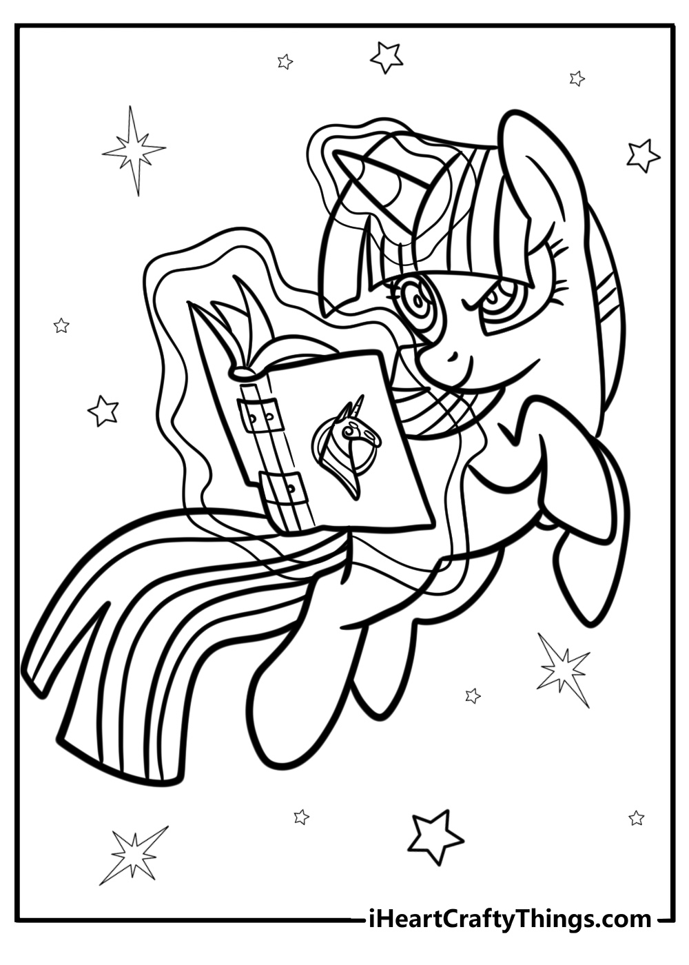 Twilight sparkle in a magical pose fun coloring sheet