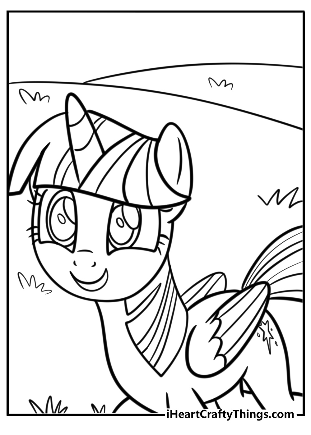 Twilight sparkle smiling coloring page for kids