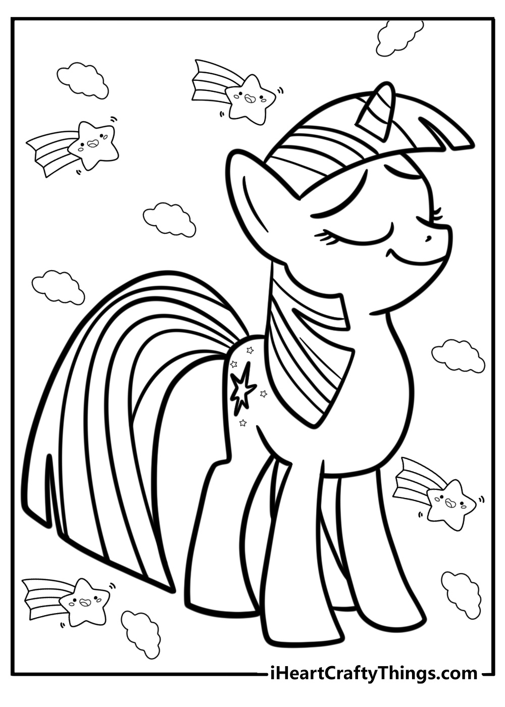 Twilight sparkle standing proudly free printable coloring page