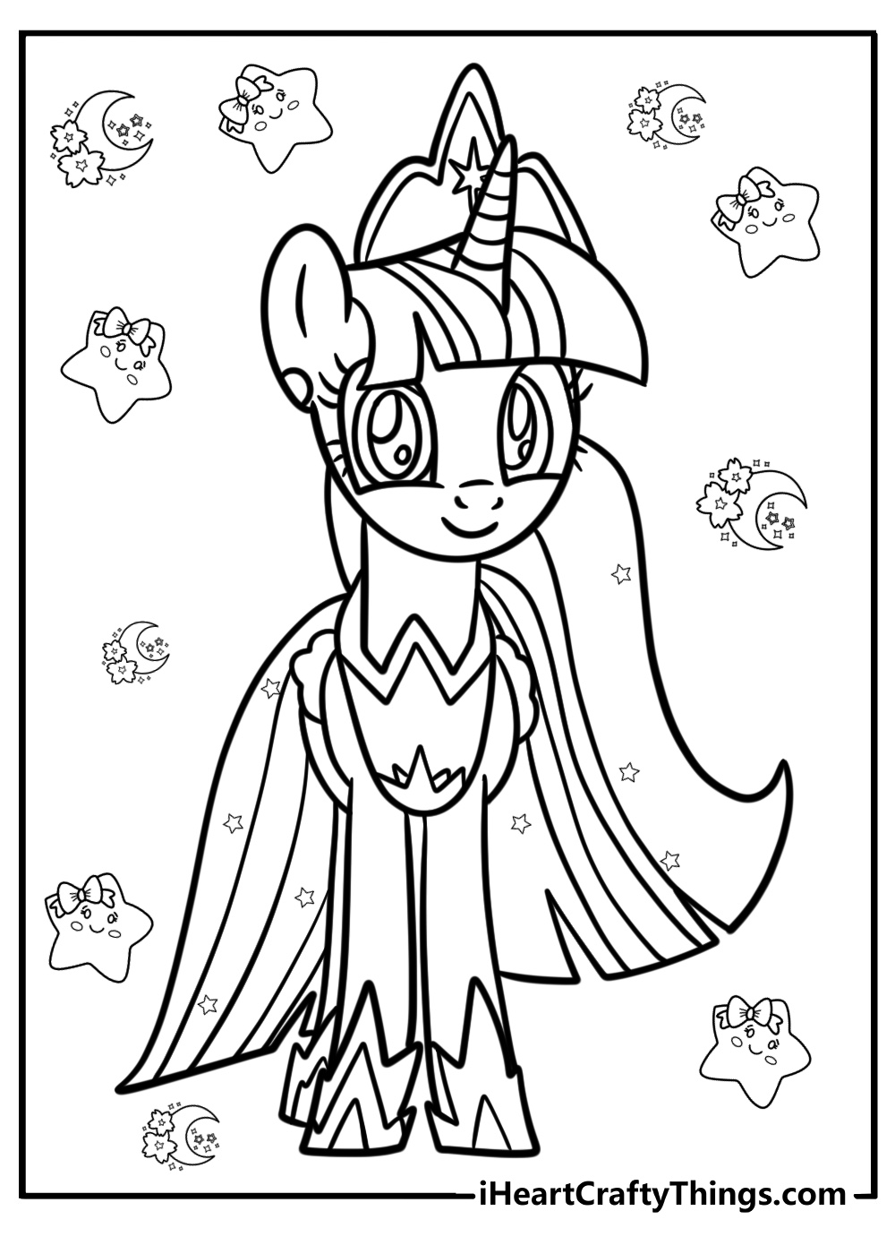 Twilight sparkle with her crown detailed coloring sheet