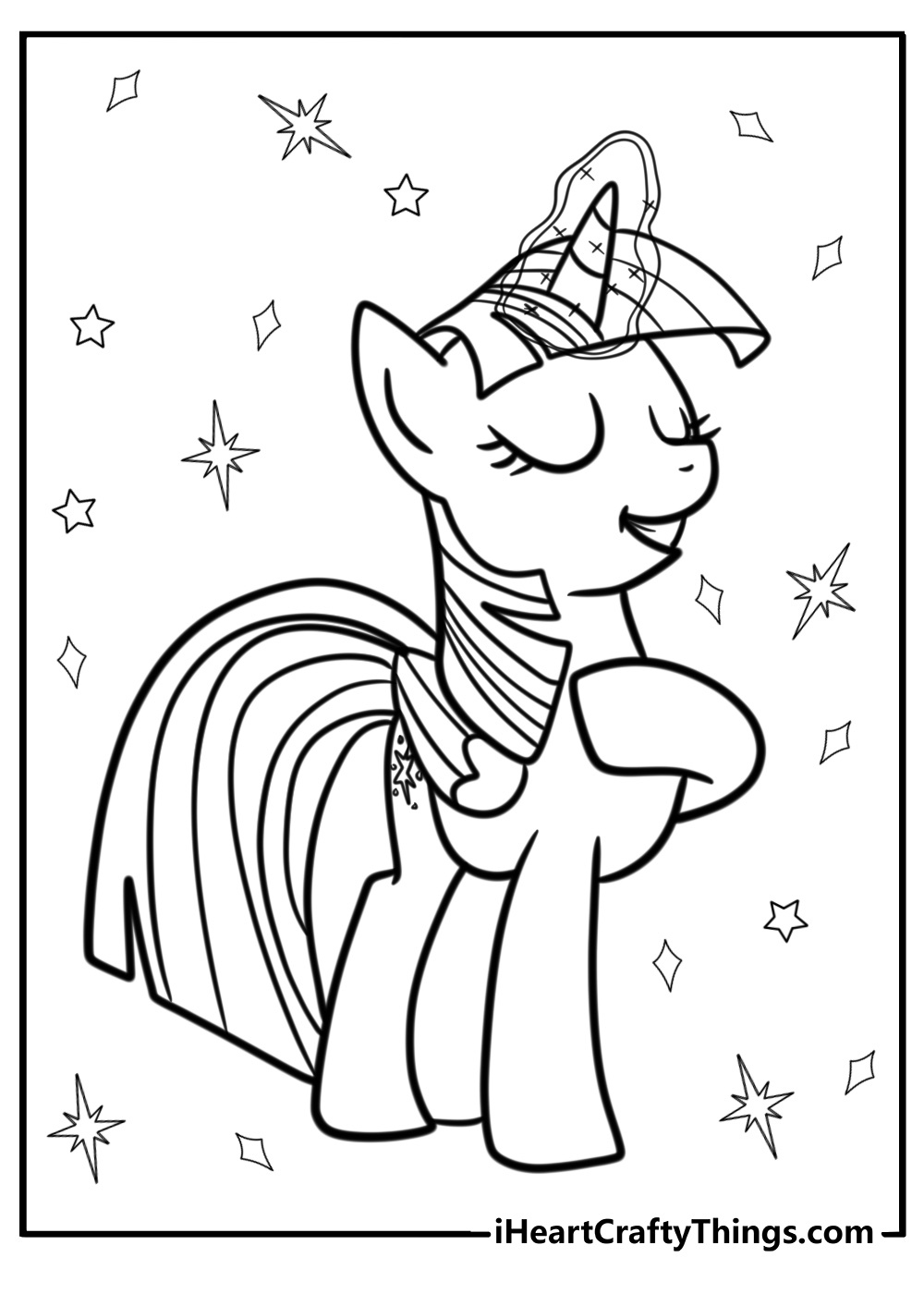 Twilight sparkle with magical sparkles free printable coloring page