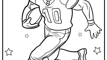 Tyreek hill celebrating a touchdown fun printable coloring sheet