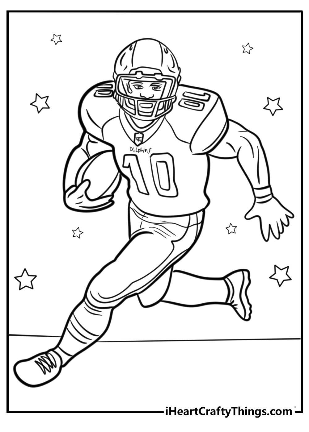 Tyreek hill celebrating a touchdown fun printable coloring sheet