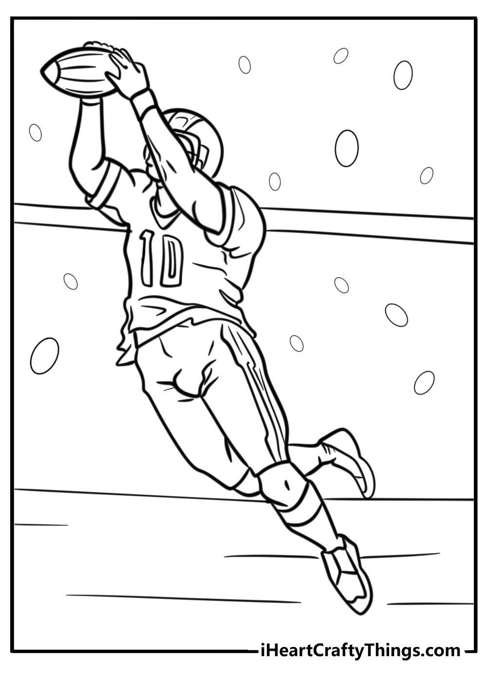 Tyreek hill making a catch in mid air coloring page