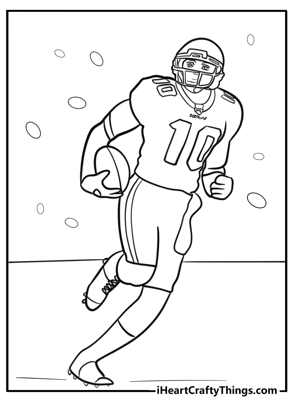 Tyreek hill running towards the end zone detailed coloring sheet