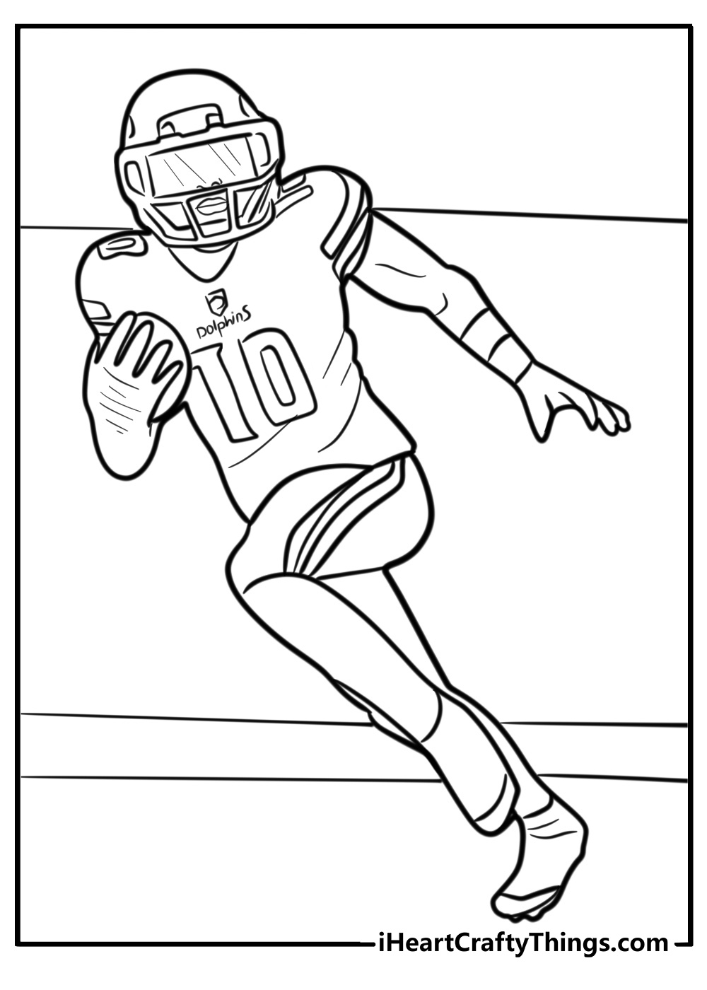 Tyreek hill running with the ball detailed coloring sheet