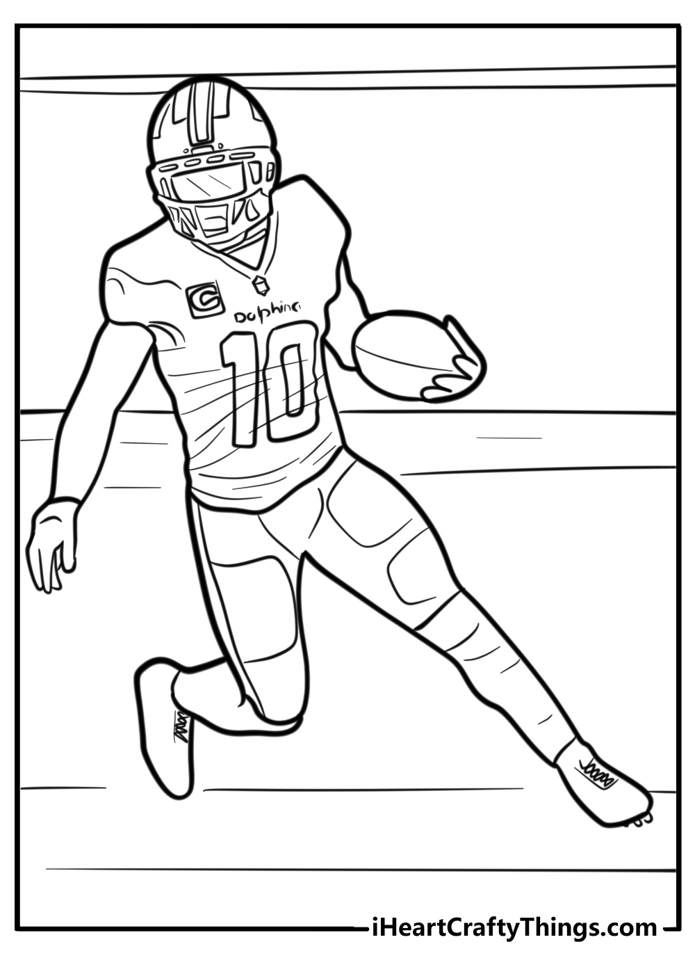 Tyreek hill sprinting on the field coloring page for kids